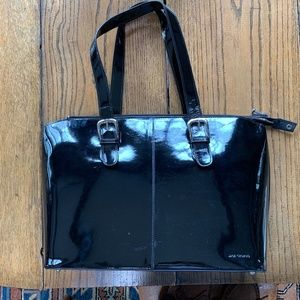 Black Patent Leather Laptop Computer Bag